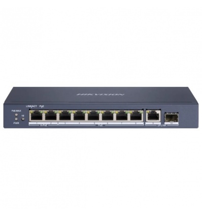 Hikvision DS-3E0510HP-E - full Gb switch 8x PoE (2x HI-PoE), 1x uplink RJ-45 + 1x uplink SFP, 110W, dosah až 300m