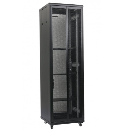 XtendLan 42U/800x1000 stojanový, černý, dvoudílné perforované dveře a záda
