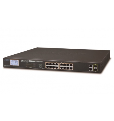 Planet FGSW-1822VHP PoE switch, 16x100,2x1000-TP/SFP, LCD, VLAN, IEEE 802.3at300W