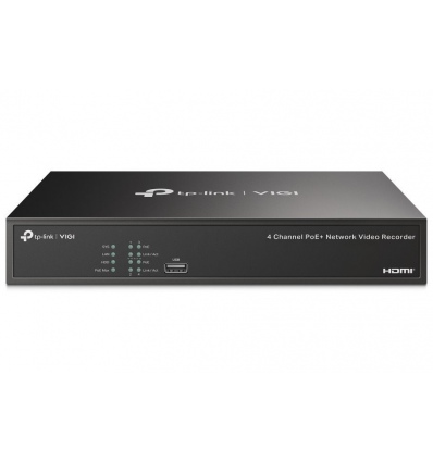 TP-Link VIGI NVR1004H-4P, 4 kanály, 80Mbps, H.265+, 1x SATA, max. 10 TB, 4x PoE+, 2x USB, VGA, HDMI