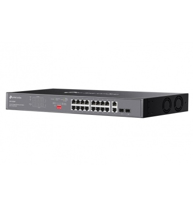 TP-Link DS1018GMP, Omada switch, 16x Gigabit PoE+, 2x GLAN, 2x Combo SFP, 250W PoE budget, 19" rack