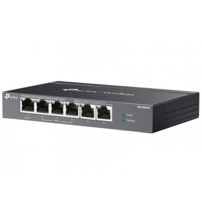 TP-Link DS106GPP, Omada switch, 1x Gigabit PoE++, 3x Gigabit PoE+, 2x GLAN, 64W PoE budget, Extend mod