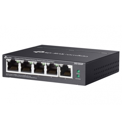 TP-Link DS105GP, Omada switch, 4x Gigabit PoE+, 1x GLAN, 65W PoE budget