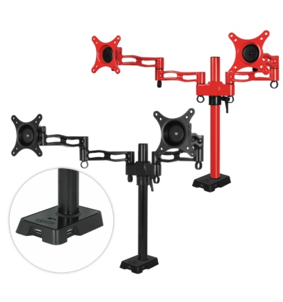 ARCTIC Z2 red - dual monitor arm with USB Hub inte