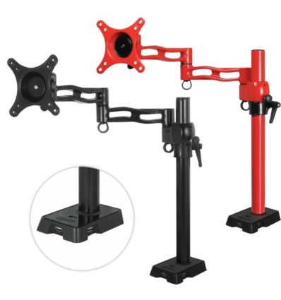 ARCTIC Z1 red - single monitor arm with USB Hub in