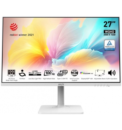 MSI Modern/MD272QXPW/27"/IPS/QHD/100Hz/1ms/White/3R