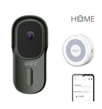 iGET HOME Doorbell DS1 Anthracite + CHS1 White - WiFi bateriový videozvonek, set s reproduktorem, CZ