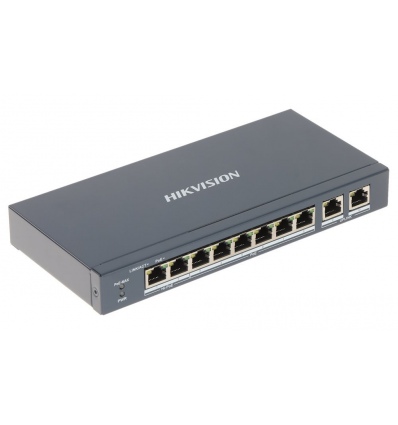 Hikvision DS-3E1310HP-EI - Smart switch 8x 100Mbps PoE (2x Hi-PoE) + 2x Gb 110W dosah až 300m IP40