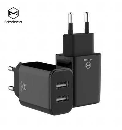 Mcdodo nabíječka 220V, 2x USB, 2.4A, bez kabelu, černá