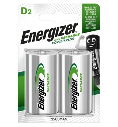 Baterie Energizer Recharge D, LR20, Ni-MH, 1,2V, 2500mAh, blistr 2 ks