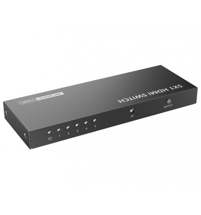 XtendLan HDMI prepínac, 5 vstupy / 1 výstup, do 4k@60Hz (2160p), dálkové ovládání (IR)