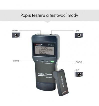 W-Star Tester kabelů UTP WSNF8108A multifunkční podsvícení displeje