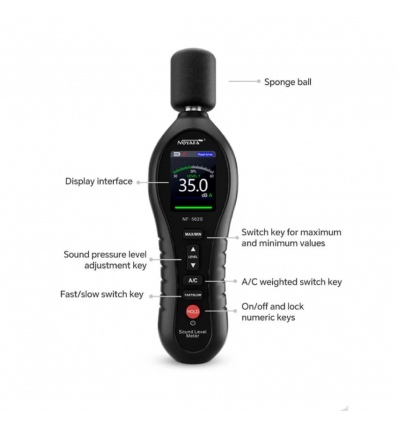 W-Star Hlukoměr WSNF562S, LCD, Min, Max, 30-135dB, dBA, dBC