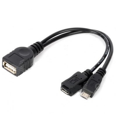 PremiumCord USB redukce kabel USB A/female+Micro USB/female - Micro USB/male OTG