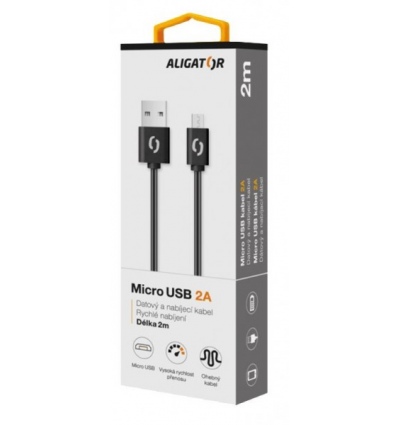 ALIGATOR Datový kabel 2A mikro USB 2 m černý