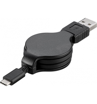 PremiumCord Kabel USB 3.1 C/M - USB 2.0 A/M, charging a sync navíjecí kabel 1m