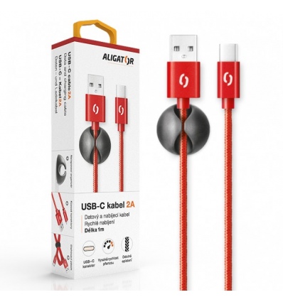 ALIGATOR PREMIUM Datový kabel 2A, USB-C červená