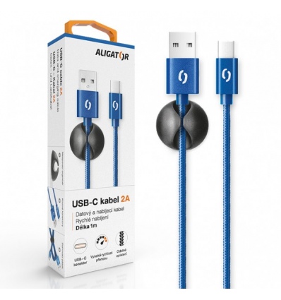 ALIGATOR PREMIUM Datový kabel 2A, USB-C modrá