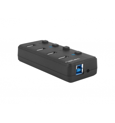 Natec Mantis 2 aktivní rozbočovač s funkcí nabíjení 4x USB 3.0 HUB, vypínač, napájecí adaptér