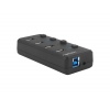 Natec Mantis 2 aktivní rozbočovač s funkcí nabíjení 4x USB 3.0 HUB, vypínač, napájecí adaptér