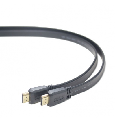 PremiumCord HDMI High Speed + Ethernet plochý kabel, zlacené konektory, 5m