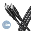 AXAGON BUCM-CM15AB, HQ kabel USB-C - USB-C, 1.5m, USB 2.0, PD 60W 3A, ALU, oplet, černý