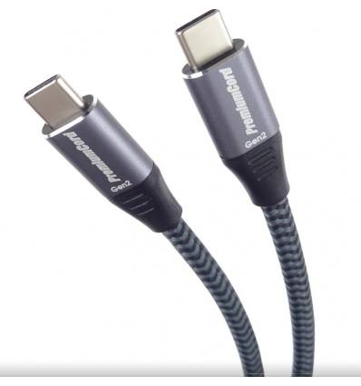 PremiumCord USB-C kabel ( USB 3.2 GEN 2x2, 5A, 100W, 20Gbit/s ) bavlněný oplet, 3m