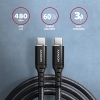 AXAGON BUCM-CM15AB, HQ kabel USB-C - USB-C, 1.5m, USB 2.0, PD 60W 3A, ALU, oplet, černý