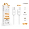 Datový kabel ALIGATOR POWER 100W, USB-C/USB-C 5A, 1,5m bílý