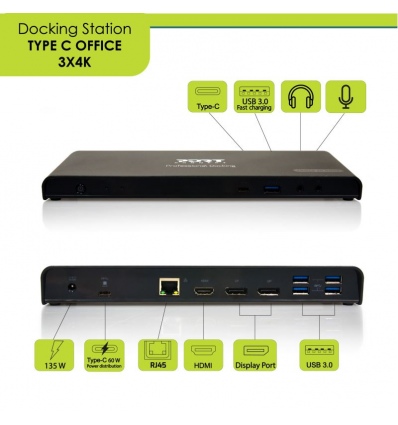 PORT CONNECT Dokovací stanice 11v1, 3x 4K USB-C + USB 3.0