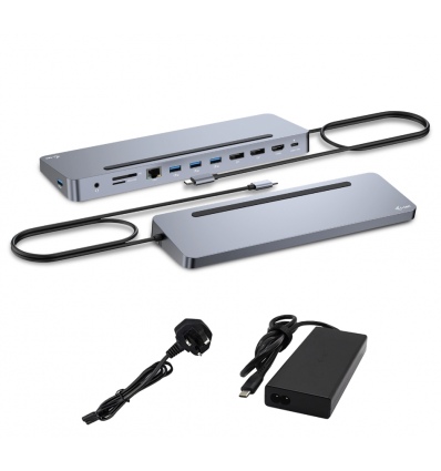 i-tec USB-C Metal Ergonomic 3x 4K Display Docking Station, PD100W + i-tec Universal Charger 100W