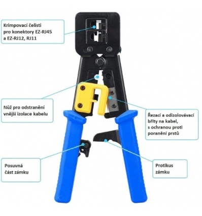 W-star Krimpovací kleště RJ45 EZ WSEZ376Z Cat5, RJ45, RJ45EZ, RJ12