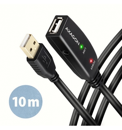 AXAGON ADR-210, USB 2.0 A-M - A-F aktivní prodlužovací / repeater kabel, 10m