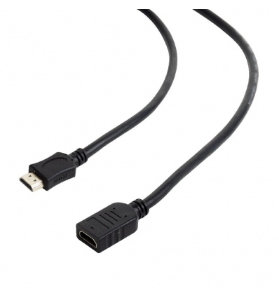 Kabel CABLEXPERT HDMI-HDMI 3m, 1.4, M/F stíněný, zlacené kontakty, prodlužovací, černý