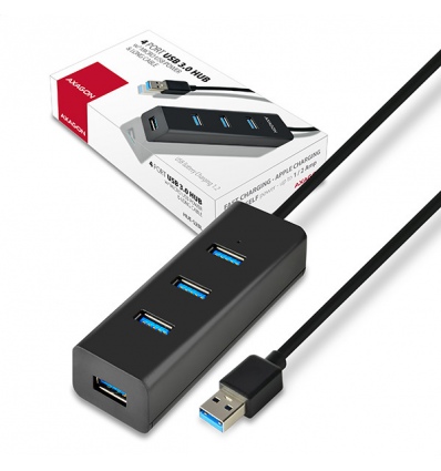 AXAGON HUE-S2BL, 4x USB 3.0 CHARGING hub, micro USB nap. konektor, kabel USB-A 1.2m