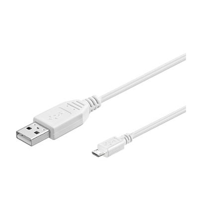 PremiumCord Kabel micro USB 2.0, A-B 20cm, bílá