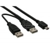 PremiumCord USB 2.0 napájecí Y kabel A/M + A/M -- A/M mini 0.4m + 0.5m