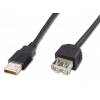 PremiumCord USB 2.0 kabel prodlužovací, A-A, 20cm černá