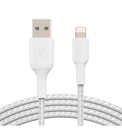 BELKIN kabel oplétaný USB-A - Lightning, 1m, bílý