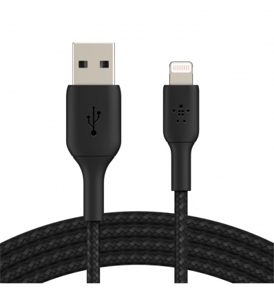 BELKIN kabel oplétaný USB-A - Lightning, 2m, černý