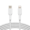 BELKIN kabel oplétaný USB-C - Lightning, 1m, bílý