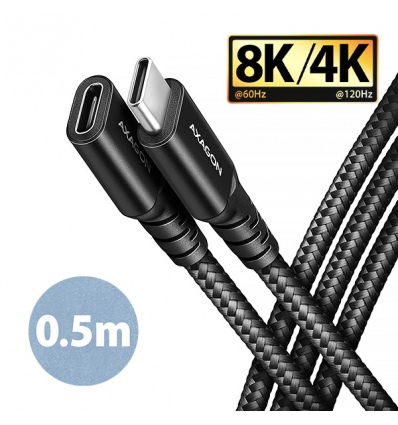 AXAGON BUCM32-CF05AB prodlužovací kabel USB-C (M) - USB-C (F), 0.5m, USB 20Gbps, PD 240W ALU oplet