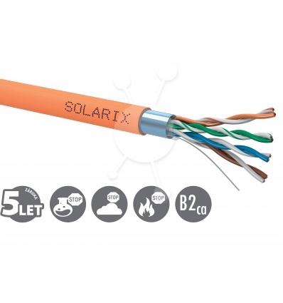 Instalační kabel Solarix CAT5E FTP LSOHFR B2ca-s1,d1,a1 500m/cívka SXKD-5E-FTP-LSOHFR-B2ca