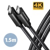 AXAGON BUCM32-CM15AB, SPEED+ kabel USB-C - USB-C, 1.5m, USB 20Gbps, PD 100W 5A, 4K HD, ALU, oplet