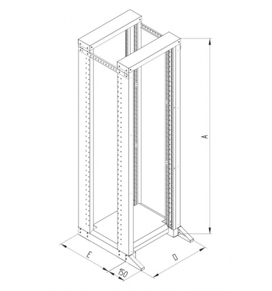 Otevřený 19" stojan RSX 37U dvoudílný 700hl.