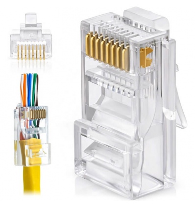 W-Star Konektor UTP RJ45EZ Cat5e 100ks 3U pozlacený 5SLD pass through RJ45EZc5S