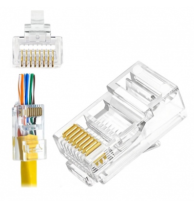 W-Star Konektor UTP RJ45EZ Cat5e 1000ks 3U pozlacený 5SLD pass through RJ45EZC5T