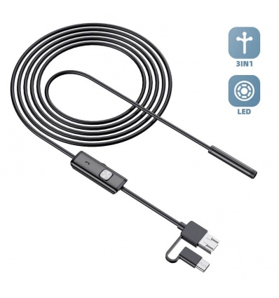 W-star Endoskopická kamera USB UCAM8x10 sonda 8mm 10m měkký kabel HD konektor 3v1 USBC