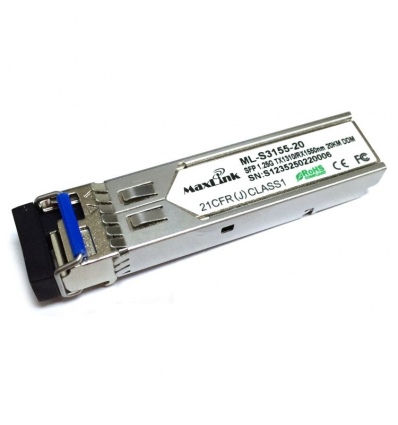 MaxLink 1.25G SFP optický modul, WDM(BiDi), SM, Tx 1310/Rx1550nm, 20km, 1x LC konektor, DDM