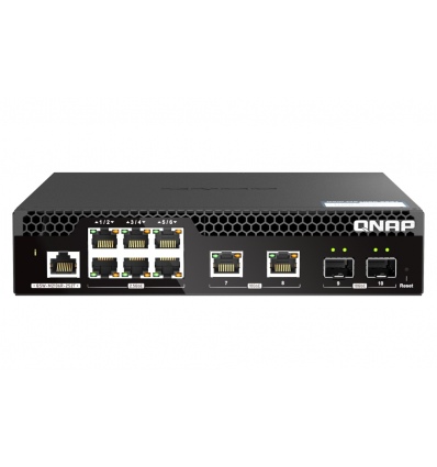 QNAP řízený PoE++ switch QSW-M2106PR-2S2T (6x 2,5GbE RJ45, 2x 10GbE RJ45, 2x 10GbE SFP+, malá šířka)